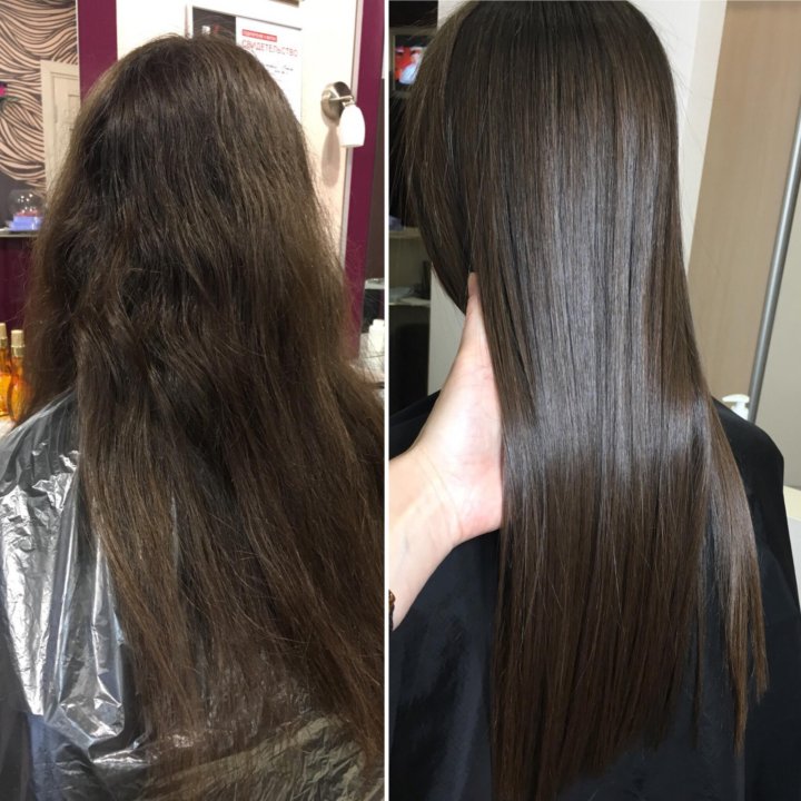 Фото нанопластики волос до и после