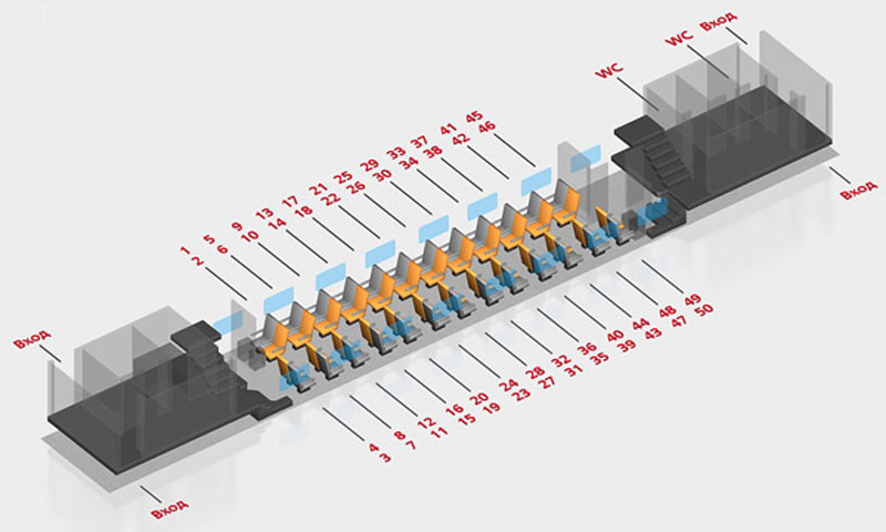Схема расположения сидячих мест в вагоне ржд